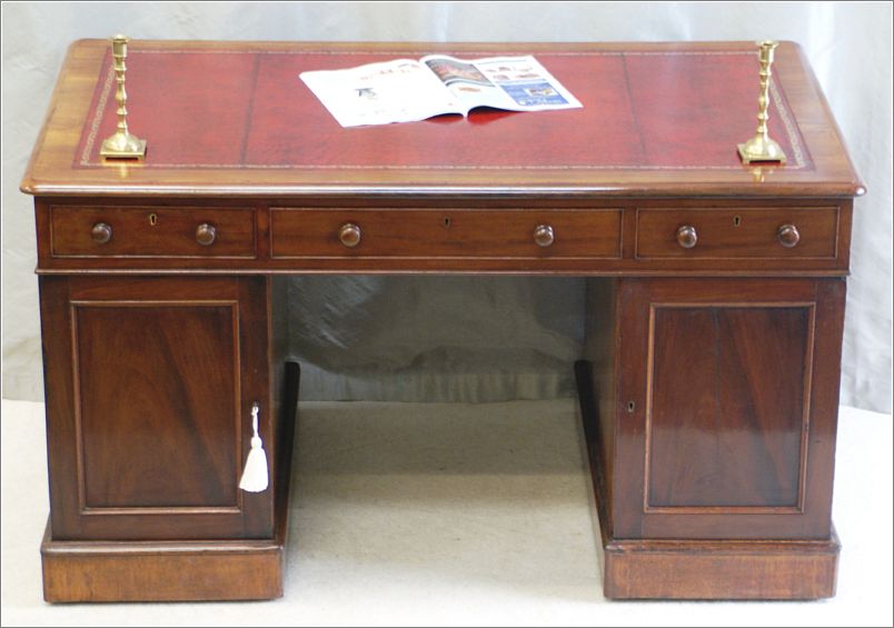 1027 Small Antique Mahogany Partners Desk (6)